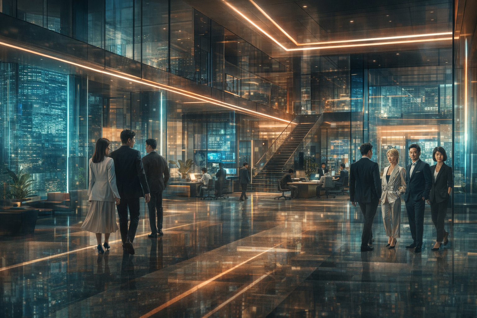 Genup Agents 本社ロビーと執務空間のイメージ