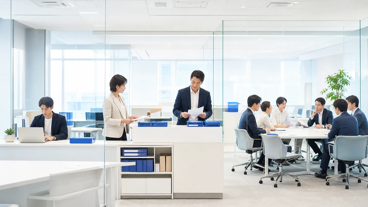 個人、部門、会社へ広がる仕事を、人の承認と記録でつなぐ実務イメージ