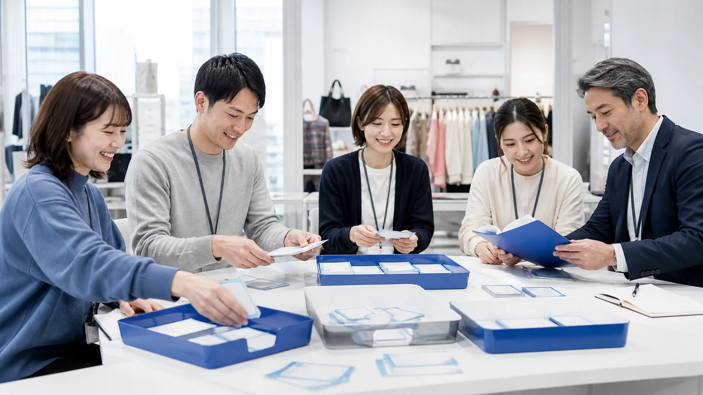 小売現場のAI活用を仕分け、判断が必要な案件を管理職と確認する匿名事例の実務イメージ