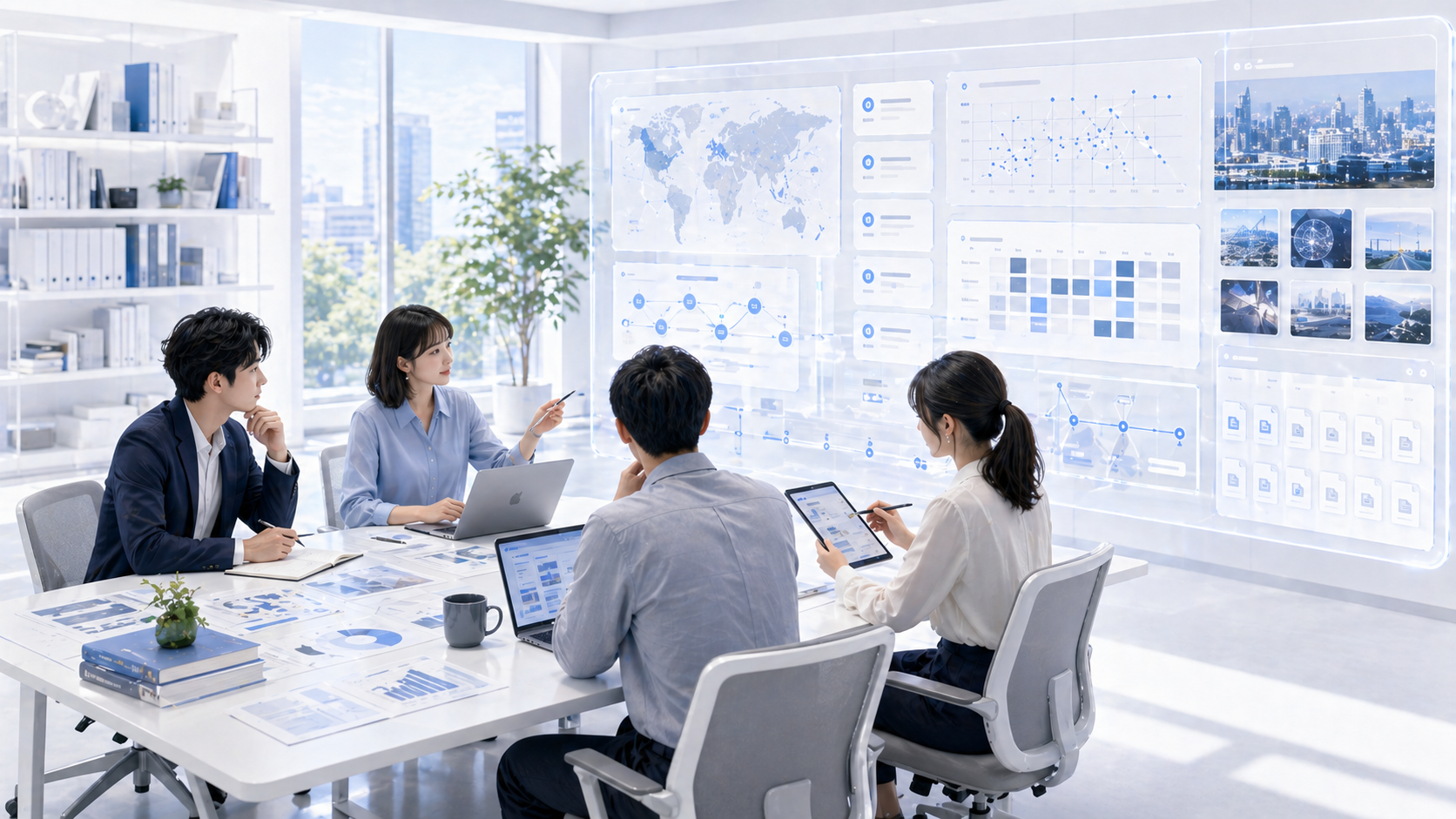 リサーチ部エージェントが市場、技術、制度、ナレッジを整理する全体ビジュアル